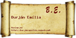 Burján Emília névjegykártya